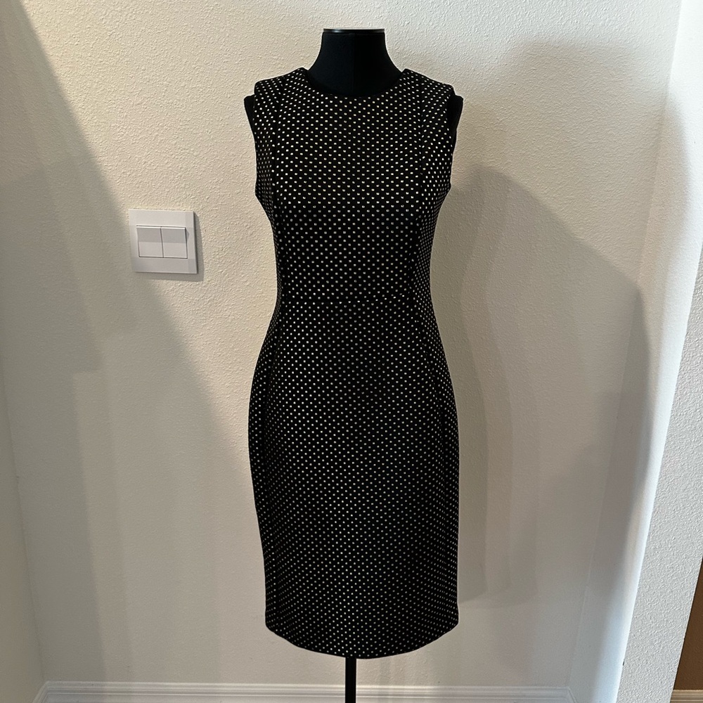 Calvin Klein Black and Gold Polka Dot Dress